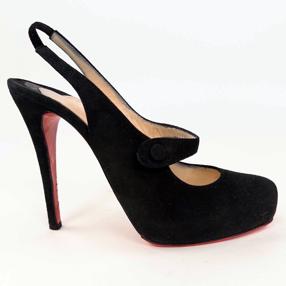 Christian Louboutin Rolande Boucle 120 Suede Slingback Pumps Casali Red Sole - Picture 2 of 7